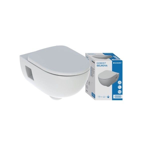 SET - Wc solja konzolna sa vid. kacenjem GEBERIT- SELNOVA RIMFREE sa softclose daskom [501.750.00.1]